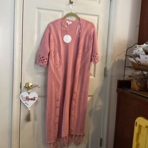 NWT U IGEE DUSTER-Long cardigan dusty rose small
